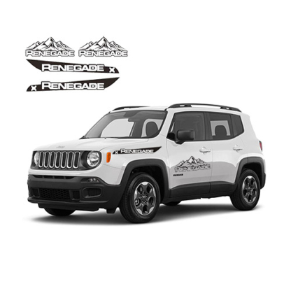 2 Adesivi Prespaziati Jeep Renegade Logo + Montagna